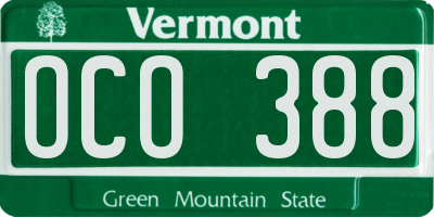 VT license plate OCO388