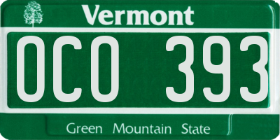 VT license plate OCO393