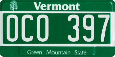 VT license plate OCO397