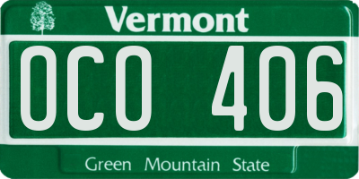 VT license plate OCO406