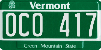 VT license plate OCO417