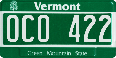 VT license plate OCO422