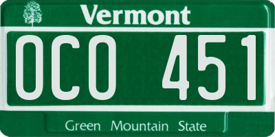 VT license plate OCO451