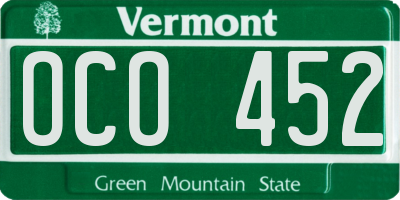 VT license plate OCO452