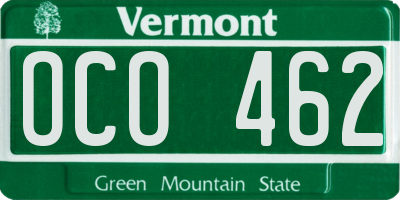 VT license plate OCO462