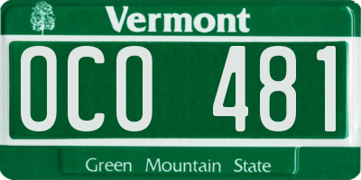 VT license plate OCO481