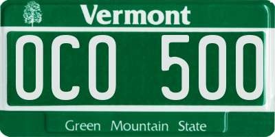 VT license plate OCO500
