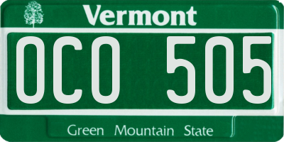 VT license plate OCO505