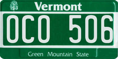 VT license plate OCO506