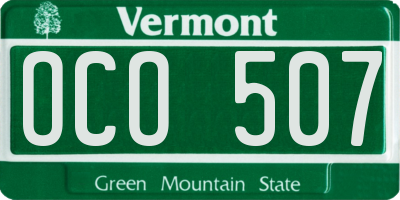 VT license plate OCO507