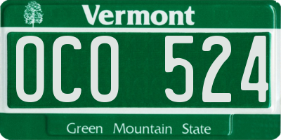 VT license plate OCO524