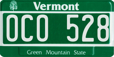 VT license plate OCO528