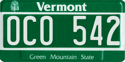 VT license plate OCO542