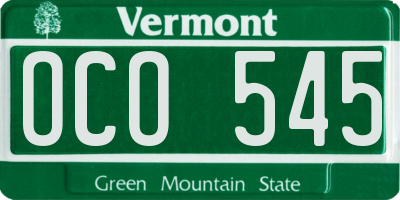 VT license plate OCO545