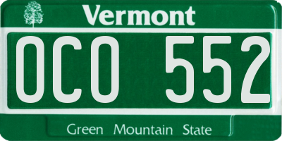 VT license plate OCO552