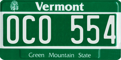 VT license plate OCO554