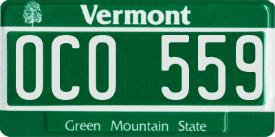 VT license plate OCO559
