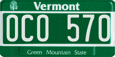 VT license plate OCO570