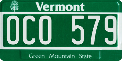 VT license plate OCO579