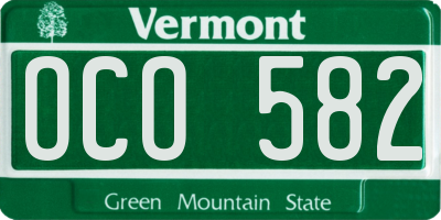 VT license plate OCO582