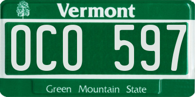 VT license plate OCO597