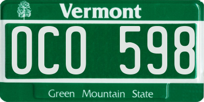 VT license plate OCO598