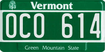 VT license plate OCO614