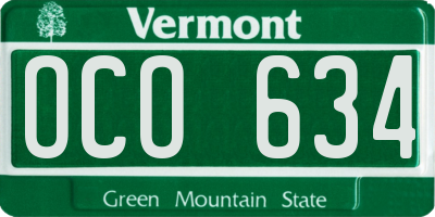 VT license plate OCO634