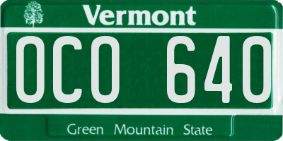 VT license plate OCO640