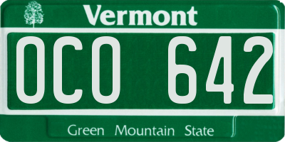 VT license plate OCO642