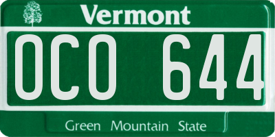 VT license plate OCO644