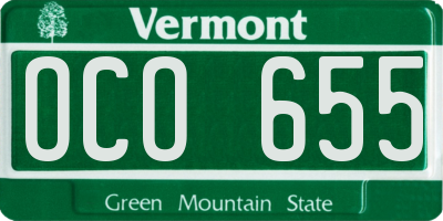 VT license plate OCO655