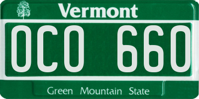 VT license plate OCO660
