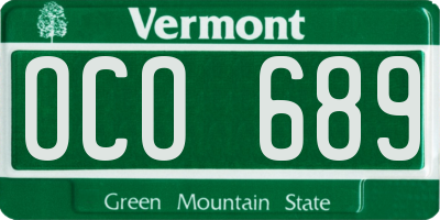 VT license plate OCO689
