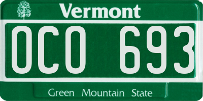 VT license plate OCO693