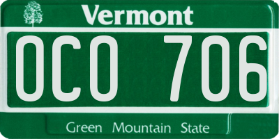 VT license plate OCO706