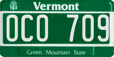VT license plate OCO709