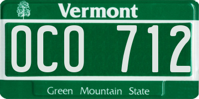 VT license plate OCO712