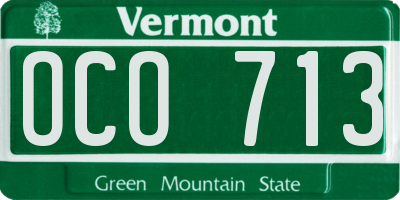 VT license plate OCO713