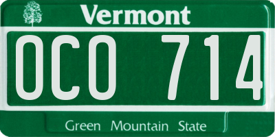 VT license plate OCO714