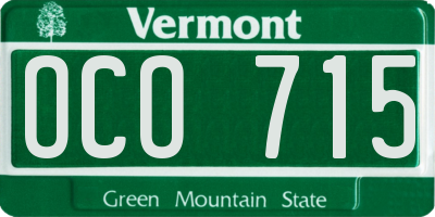 VT license plate OCO715