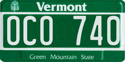 VT license plate OCO740