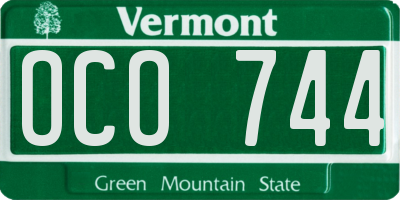 VT license plate OCO744