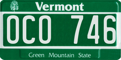 VT license plate OCO746