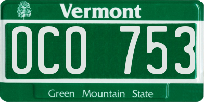 VT license plate OCO753