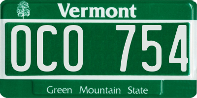 VT license plate OCO754