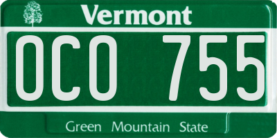 VT license plate OCO755