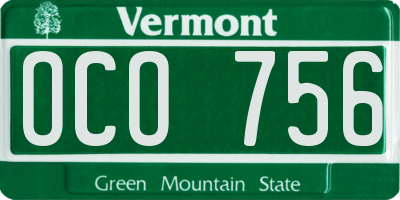 VT license plate OCO756