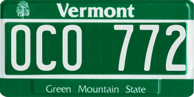 VT license plate OCO772