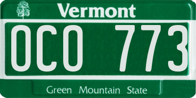 VT license plate OCO773